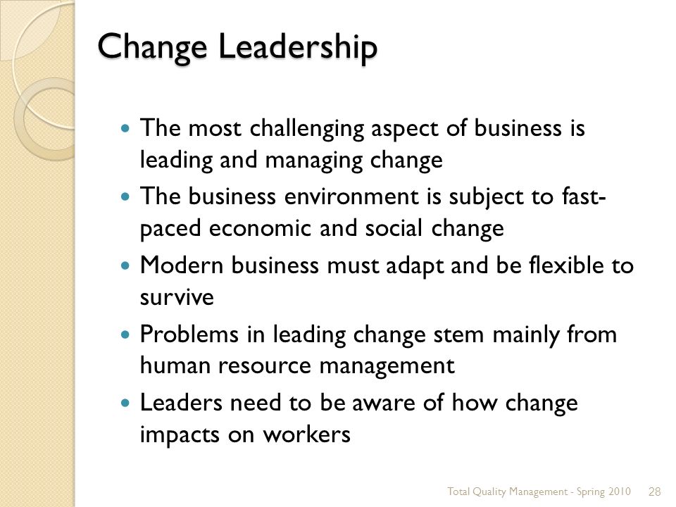 Leading and managing a major change